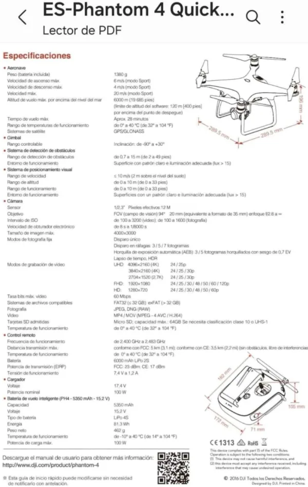 OPORTUNIDAD: Phantom 4 | Camara 4k | 2 Baterías + cargador Todo Original de Fabrica - Imagen 9